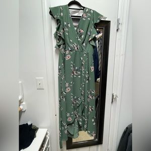 June and Hudson green floral dress